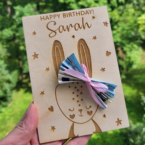 Koka kartiņa naudas dāvanai ZAĶIS